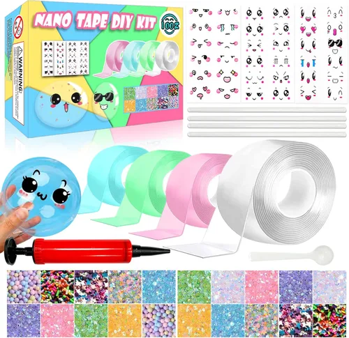 Kit de cinta nano para burbujas, cinta adhesiva nano de doble cara para burbujas, kit de 4 piezas de juguetes de cinta nano para niños y niñas,