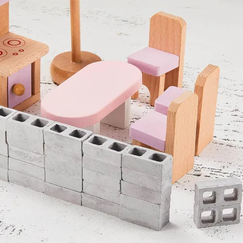 Vista 7 de Deekin 24 piezas de minibloques de cemento a escala 1/12, bloques de cemento en miniatura para construcción de cemento pequeño para ladrillos Gris