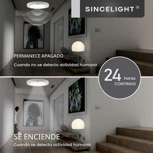 Vista 4 de SINCELIGHT PIR - Lámpara de techo LED de 18 W con sensor de movimiento (Φ9 pulgadas/8.661 in), encendido/apagado automático, activación por Blanco