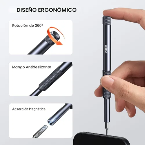 Vista 4 de JOREST Juego de destornilladores de precisión 25 en 1, mini kit de herramientas de reparación con Torx para Macbook, computadora, laptop, iPhone