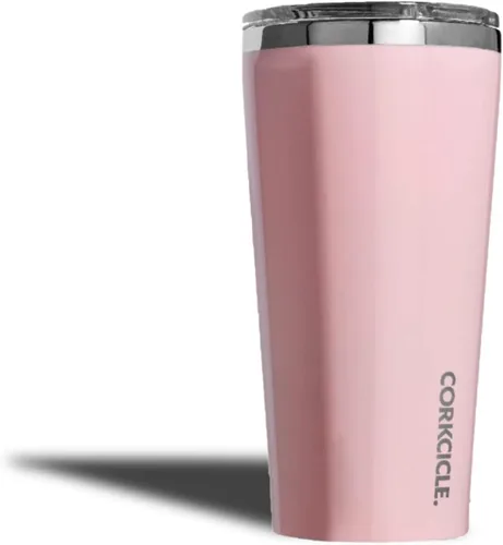 Corkcicle vaso aislado, botella de acero inoxidable, termo, 16 onzas, cobre pulido., 16 onzas, Rose Quartz