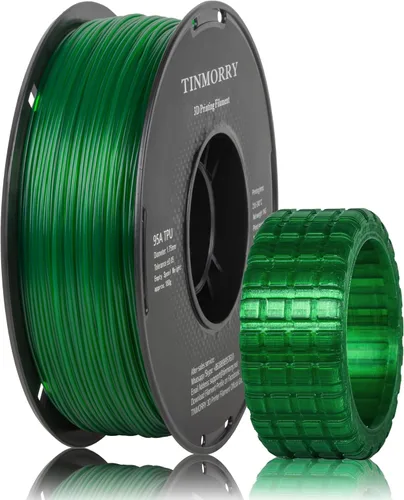 TINMORRY - Filamento de poliuretano termoplástico (TPU) de 1.75 mm para impresora 3D, 1 bobina de 2.2 libras/1 kg, verde esmeralda transparente