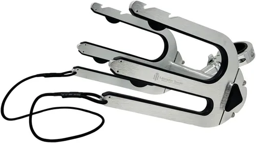 Vista 8 de Monster Tower Wakeboard Wakesurf Rack con soporte retráctil - liberación rápida, ajuste universal, rotación de 360°, parachoques de goma, cable