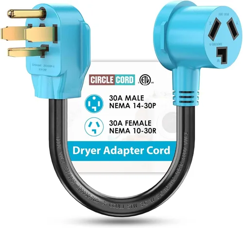 Vista 9 de CircleCord - Adaptador para secadora de 4 puntas a 3 puntas, de 4P más nuevo a 3P más antiguo, cable de conversión NEMA 10-30P a receptáculo 14-30R