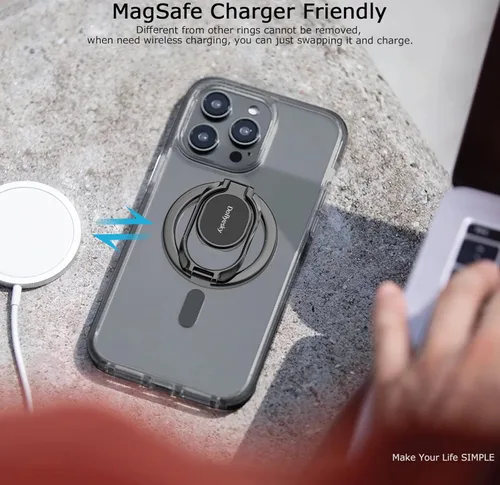 Vista 8 de Doflyesky Soporte magnético de anillo de teléfono para iPhone, soporte de agarre doble ajustable para teléfono de gimnasio y soporte extraíble