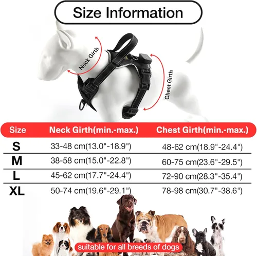 Vista 3 de MASBRILL Arnés para perro con luz LED, sin tirones, recargable y ajustable, para perros pequeños, medianos y grandes