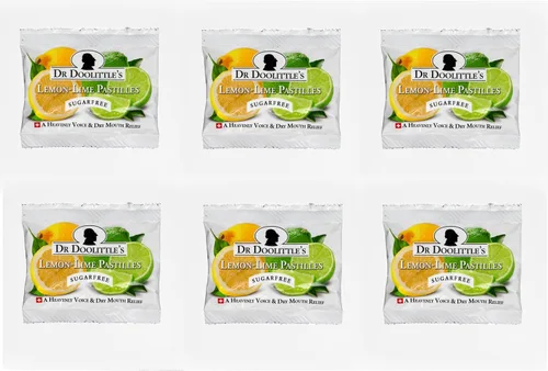 Dr. Doolittle's Pastillas sin azúcar para voz y garganta, sabor a limón y lima, bolsa de tamaño de viaje, 0.33 onzas aproximadamente 4 unidades,