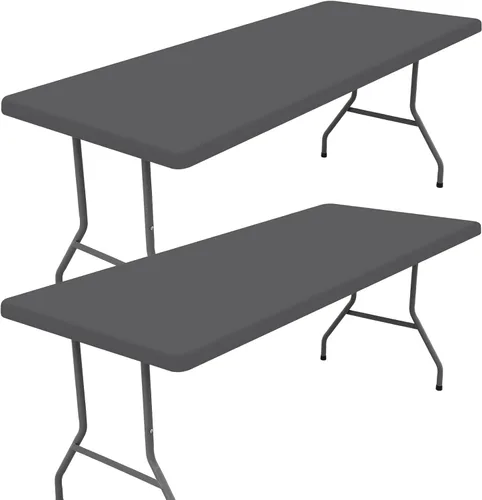 Vista 52 de Moosfor Paquete de 2 manteles rectangulares de elastano de 4 pies, elásticos y ajustables para pícnic, cubierta de mesa de patio elástica y lavable
