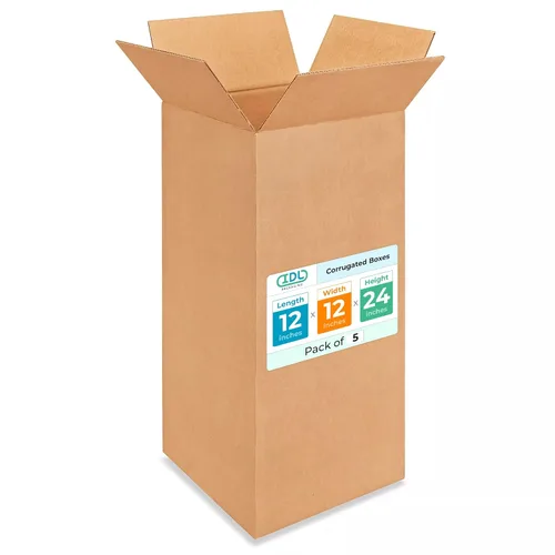 Vista 144 de IDL Packaging Paquete de 5 cajas de envío altas de 8 x 8 x 48 pulgadas, extra resistentes de 200 libras frente a caja regular, cajas de mudanza