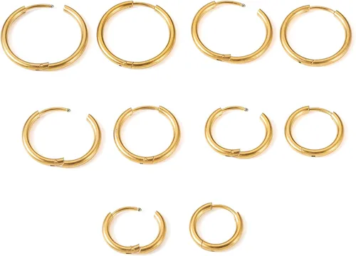 Vista 22 de Craftdady Aretes de aro chapados en oro de 14 quilates, 12 pares de aretes de aro de latón con múltiples bucles, círculo, lágrima, flor, palanca