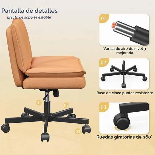 Vista 9 de Silla de oficina cruzada con ruedas, altura ajustable, 300 Beige