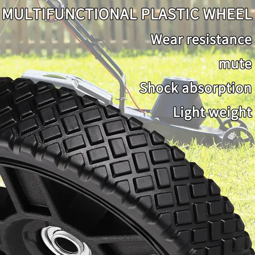Vista 7 de Juego de 2 ruedas de cortacésped de 8 pulgadas para cortacésped de empuje, se adapta a la mayoría de cortacéspedes estándar, incluye pernos, tuercas