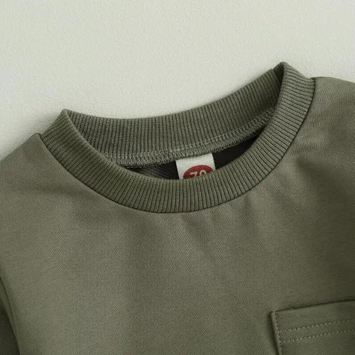 Vista 3 de Conjunto de sudadera de manga larga con cuello redondo y pantalones deportivos para bebés, ropa de invierno para bebé