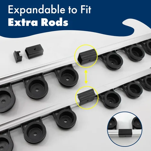 Vista 5 de Rush Creek Creations Fishing Rod Holder, Garage Organization and Wall Storage, for Reels, Gear and Accessories (Vertical/Horizontal Rack)