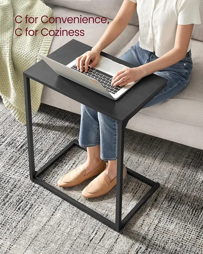 Vista 4 de VASAGLE Mesa Auxiliar en Forma de C, Mesa de Centro Pequeña para Sofá o Sillón, Mesa Auxiliar Industrial para Sala de Estar, Dormitorio, 13.8 x 21.7