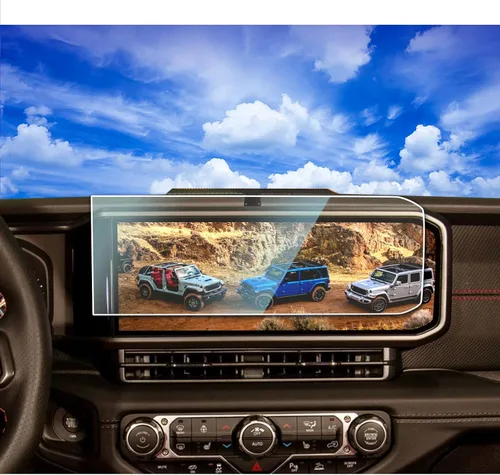 Vista 10 de 2 piezas 2018 2019 2020 2021 2022 2023 Wrangler JL/Gladiator JT Protector de pantalla para Jeep JLU Rubicon Gladiator 4xe 8.4 pulgadas 2025 Wrangler