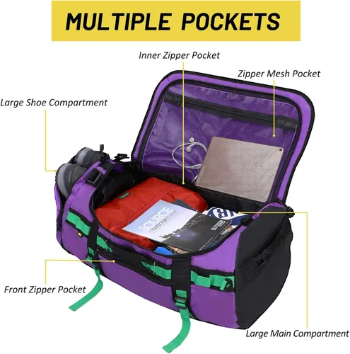 Vista 3 de MIER Mochila grande de lona deportiva para gimnasio con compartimento para zapatos, resistente y resistente al agua