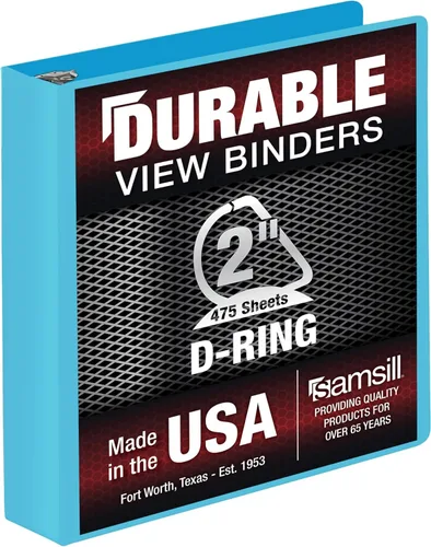 Vista 13 de Samsill Carpeta duradera de 3 anillos de 1 pulgada, fabricada en Estados Unidos, carpeta de anillos en D, cubierta transparente personalizable