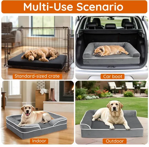 Vista 8 de Cama para perro personalizada para perros pequeños, medianos y grandes, cama ortopédica impermeable para perros, sofá cama de espuma de apoyo