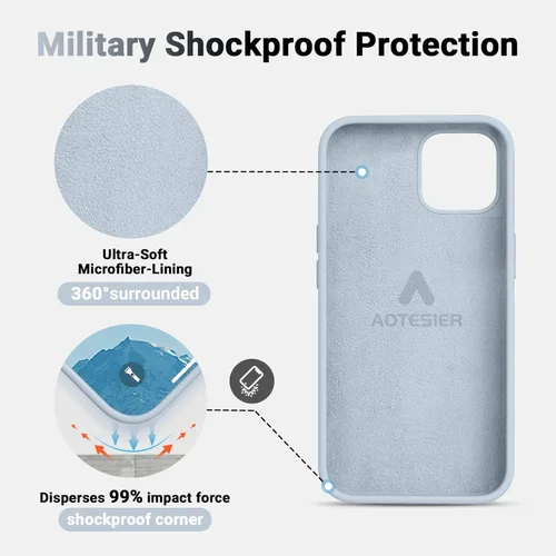 Vista 5 de AOTESIER - Funda para celular, compatible con iPhone 12 y iPhone 12 Pro de 6.1 pulgadas (2020), ultradelgada, goma de silicona líquida suave