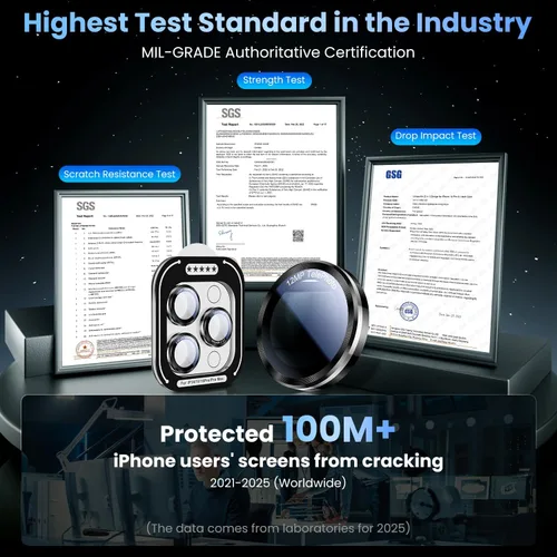 Vista 7 de Uyiton para iPhone 16 Pro Max/16 Pro/17 Pro Max/17 Pro/15 Pro Max/15 Pro/14 Pro Max/14 Pro protector de lente de cámara
