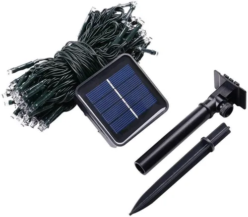 Vista 8 de Joomer Luces Solares Navideñas en Cadena, 39 pies, 100 LED, luces impermeables para exteriores con 8 modos de luces centelleantes para jardín, Verde