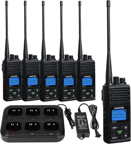 SAMCOM Radio bidireccional de 5 W, Walkie Talkies profesionales/empresariales – Recargable, Walkie Talkie programable de 1500 mAh para adultos,