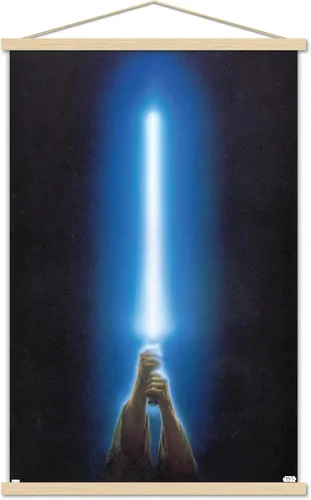 Vista 15 de Trends International Star Wars: Original Trilogy - Póster de pared con sable de luz azul, 22.4 pulgadas de largo x 14.7 W, versión enmarcada