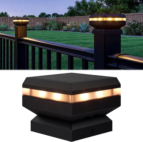 Vista 7 de Egadis Luces solares para postes de 2 x 2, 2.5 x 2.5, 3 x 3, paquete de 4