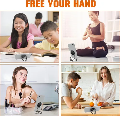 Vista 2 de cobee Soporte de anillo para teléfono celular, soporte de dedo, rotación de 360°, agarre trasero de metal, soporte plegable para teléfono celular