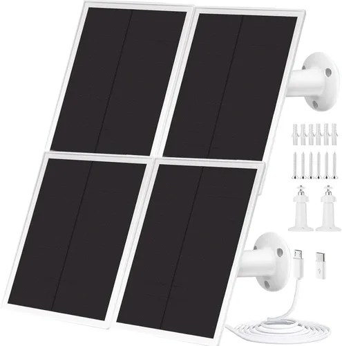 Vista 8 de Paquete de 2 paneles solares para cámara de seguridad con anillo, cargador de panel solar USB de 5 V de alta calidad IP65 impermeable, compatible