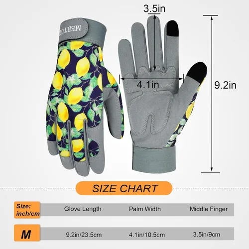 Vista 2 de Guantes de jardinería para mujer, de cuero resistente, a prueba de espinas, guantes de trabajo para mujer