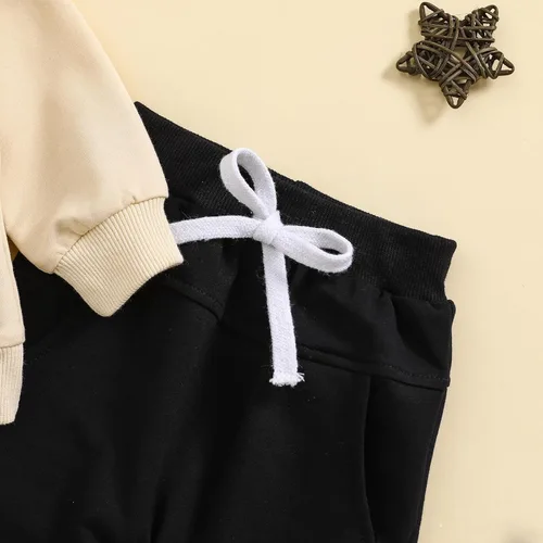 Vista 4 de EMRELOD Conjunto de ropa de otoño e invierno para bebé niño, sudadera de manga larga con letras y pantalones deportivos