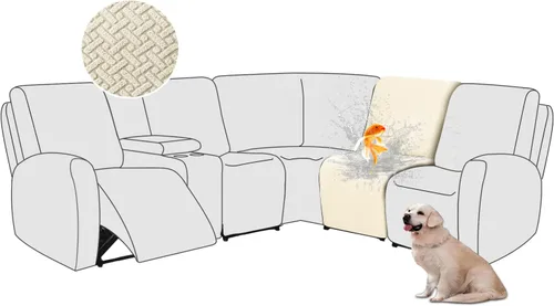 Vista 29 de ALIECOM Fundas 100% impermeables para sofá seccional reclinable, forma de L, elásticas, para esquina, funda para sofá seccional reclinable, lavable