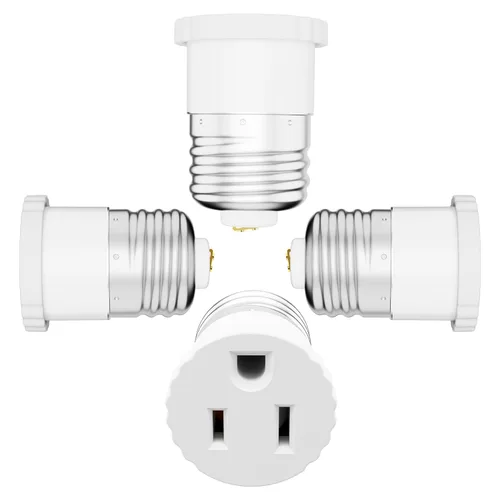 Vista 13 de Paquete de 2, adaptador de enchufe de luz a enchufe, convertir el enchufe de la bombilla en adaptador de salida (blanco)