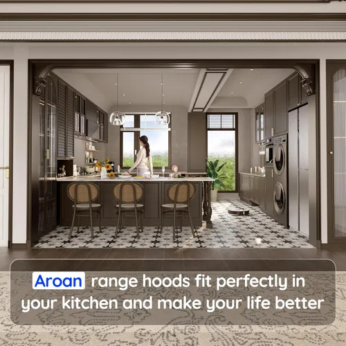 Vista 6 de AROAN Campana extractora de 30 pulgadas, campana extractora integrada con convertible, sin conductos, campana de ventilación de acero inoxidable