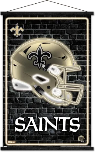 Trends International NFL New Orleans Saints - Póster de pared con casco neón 23 con marco magnético