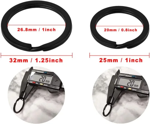 Vista 2 de DS. DISTINCTIVE STYLE ACE SELECT - Juego de 40 llaveros redondos planos de 1 y 1.25 pulgadas, anillo dividido de metal para llave de coche de casa