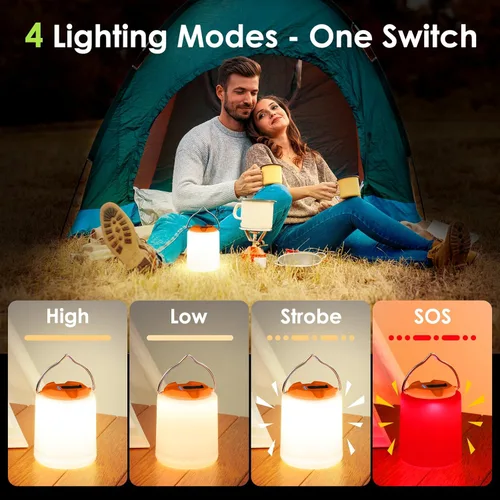 Vista 4 de BOBKID Linterna de camping LED, luz de camping recargable, linternas de 4 modos para exteriores con 1000LM, linterna de campamento portátil