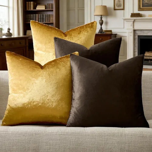 Vista 17 de GIGIZAZA Fundas de almohada decorativas de terciopelo color champán, fundas de almohada para sofá (18 x 18 pulgadas, 4 piezas, champán)