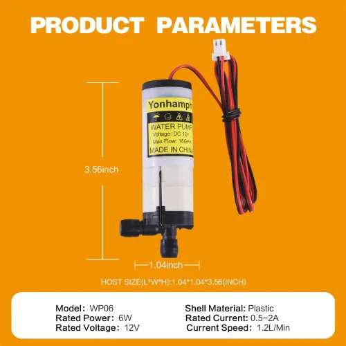 Vista 4 de Upgrade KPW26C-12C2 - Bomba de agua compatible con máquina de hielo G E Profile Opal 2.0, mini bomba de repuesto CC de 12 V con protección contra