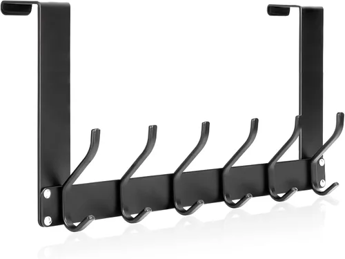 Uross Ganchos plegables para colgar sobre la puerta, colgador resistente para colgar chaquetas, abrigos, sudaderas, toallas, bufandas, ropa, Negro