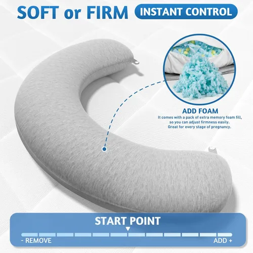 Vista 3 de SweetSlubr Almohadas de embarazo para dormir, almohada de maternidad en forma de C para mujeres embarazadas con firmeza ajustable, almohada