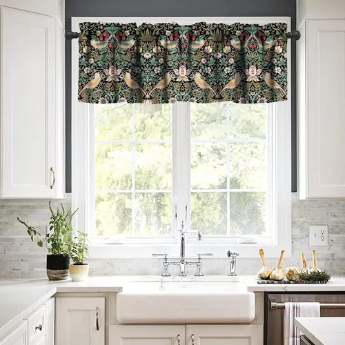 Vista 3 de William Morris - Cenefa de cocina, diseño retro de ladrones de fresas, estampado floral, para cocina, sala de estar, baño, cafetería, decoración