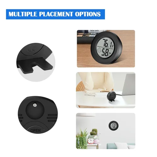 Vista 4 de 2 mini termómetro digital para interiores, medidor de higrómetro, medidor de precisión, temperatura ambiente y humedad para humidores de reptiles