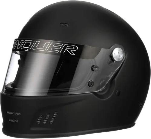 Conquer Snell SA2020 Aprobado Casco de Carreras de Auto de Cara Completa - Adulto | Hombres | Mujeres | Jóvenes - (Negro / Blanco / Plata)