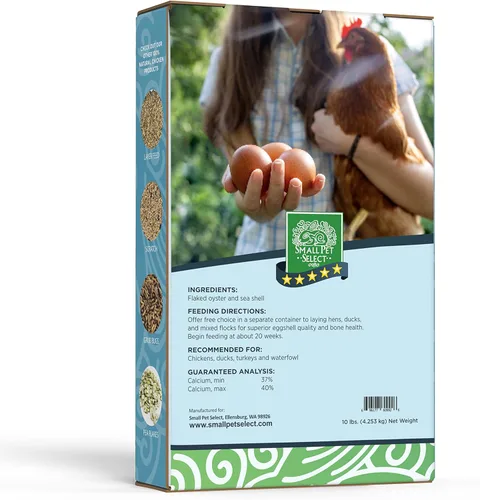 Vista 3 de Small Pet Select Mezcla de ostras y conchas marinas en escamas - Suplemento de calcio para pollos y patos (10 libras)