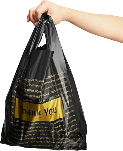Vista 6 de Zonon 200 bolsas de compras de agradecimiento en 3 tamaños bolsas de plástico con asa Boutique Bolsas de compras