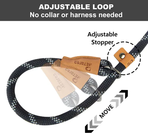 Vista 4 de Correa Deslizante de 5 Pies para Perro, Correa de Cuerda Resistente para Perros Pequeños, Medianos y Grandes, Correa de Entrenamiento Sin Tirones