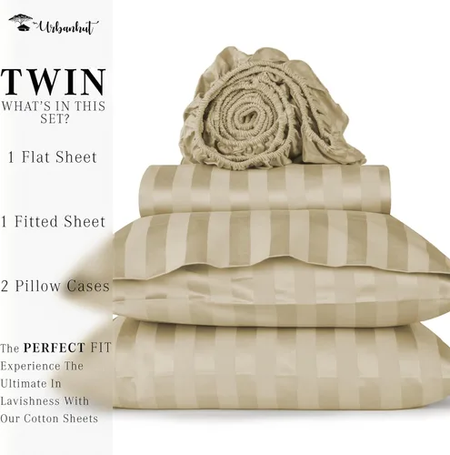 Vista 230 de URBANHUT Juego de sábanas de algodón egipcio de 1000 hilos tamaño completo, 4 piezas, suaves y transpirables, sábanas de hotel de lujo que se